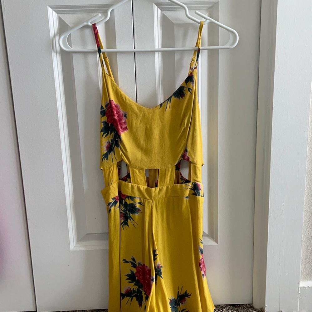 Topshop Yellow Floral Cutout Romper
